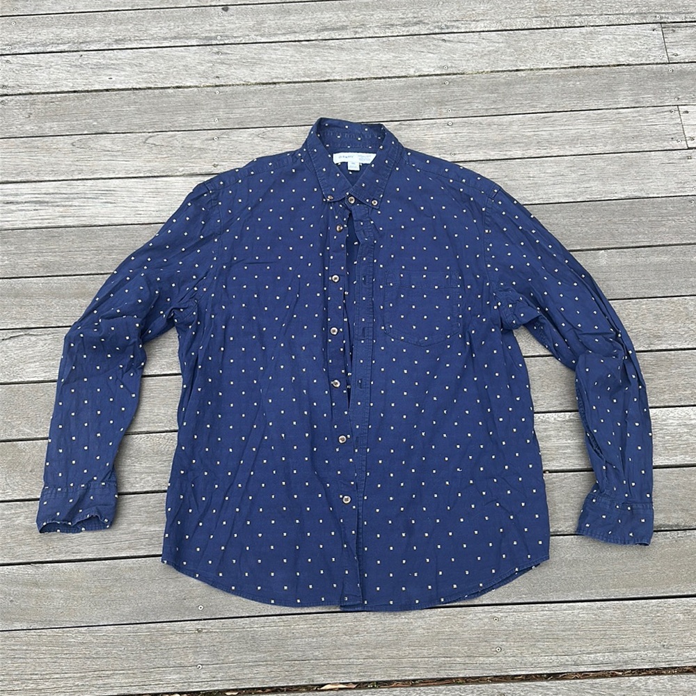 Navy button down